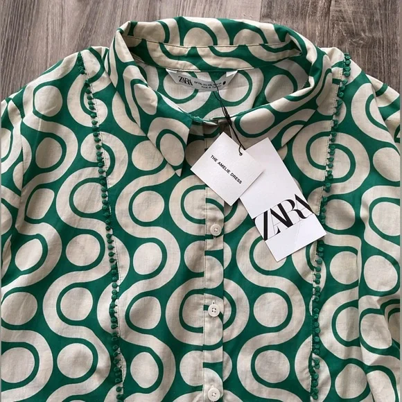 ZARA Green Patterned Women's Dress size XXL - Picture 3 of 7
